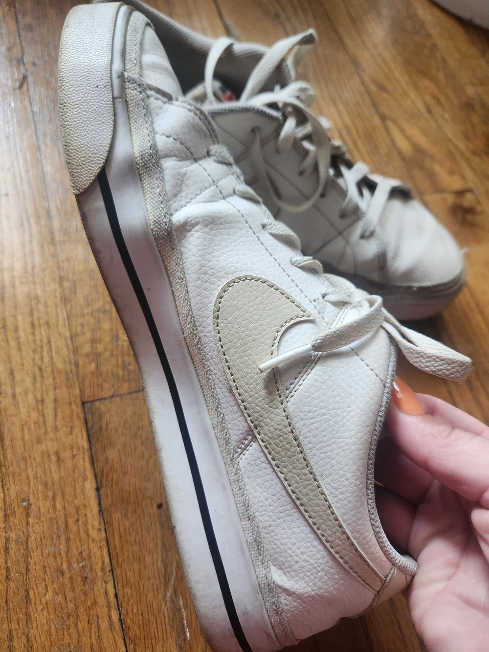 Womens Nike Court Vision White/Tan Leather Sneakers
